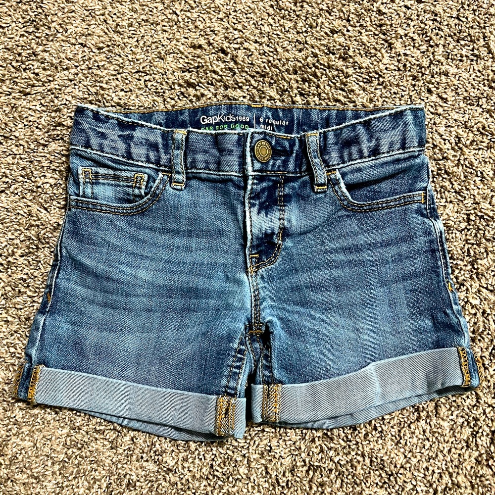 Gapkids Denim Shorts Girls Sz 6 Reg Midi Adj Waist